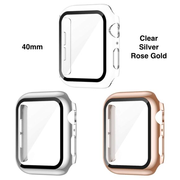 Other - Apple Watch Tempered Glass Screen Protector Case 3 pk, Clear Silver RoseGold NEW